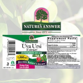 Nature's Answer Uva Ursi Leaf Liquid Drops with Organic Alcohol, 1000mg, 1-Fluid Ounce | Urinary Tract Support | Supports Nephrotic System Function | Vegan, Non-GMO | Single Count