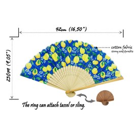 Salutto Hand Fan with Beautiful Fabric Printed Lemon