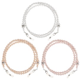 3 Pcs Glasses Chain, Pearl Eyeglass Chain, Beaded Eyeglass Chain Sunglasses Holder Strap, Eye Glass Holders Necklaces, Pearl Masks Chian for Women(White&Pink&Light Brown)