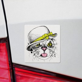 Decal Stickers of Cat with Hat Premium Indoor (No Waterproof) Vinyl Decal Stickers for Laptop Phone Accessory Helmet Car Window Mug Tuber Cup Door Wall Decoration NVCVER3g22462BL