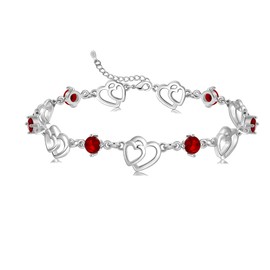 Cosie Lily Women's Bracelet 925 Sterling Silver Heart Bracelets Women Jewellery Gift for Her Valentine's Day Birthday, Sterling Silver, Cubic Zirconia
