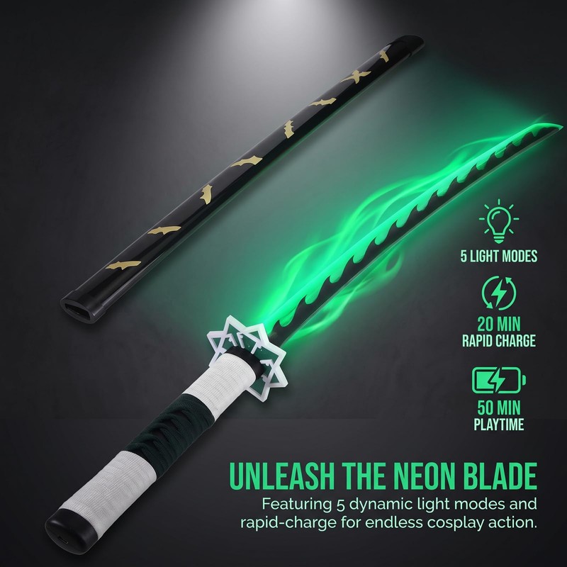 YTWM 41" LED Light Up Anime Katana, USB Rechargeable Mystical