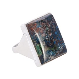 Natural Chrysocolla Gemstone 925 Sterling Silver Bezel Setting Statement Ring SZ-U 1/2 Springtime Jewelry for Women