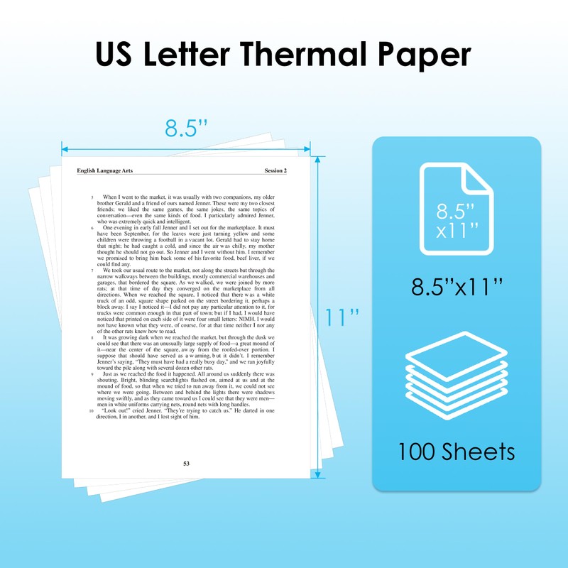 KNAON A4 Thermal Printer Paper, 100 Sheets 8.5 x 11