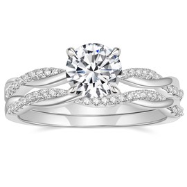 Mameloly 1.5ct Engagement Rings for Women Round Bridal Ring Sets Cubic Zirconia Wedding Band Twisting Infinity Pave Set Size 4.5