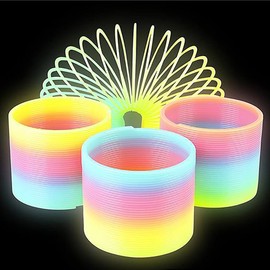The Dreidel Company Plastic Coil Spring, Glow-In-The-Dark Magic Rainbow Slingy, Party Favor, Birthday Bag Filler, Stocking Stuffers, 3" (80MM) (2-Pack)