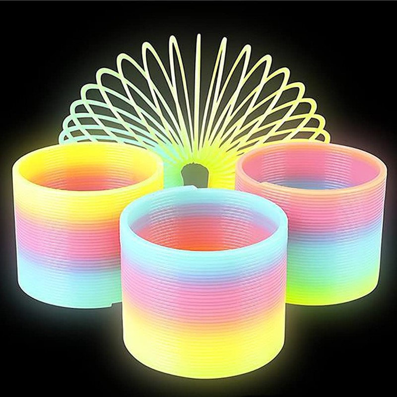 The Dreidel Company Plastic Coil Spring, Glow-In-The-Dark Magic Rainbow Slingy,