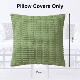 AUAUY Corduroy Cushion Covers, 50 x 50 cm Pack of 2 Super Soft Corduroy Green Cushion Covers, Decorative Modern Pillow Covers Soft Pillowcase Cushions for Home Spring Decor Sofa Couch-Wheat Type