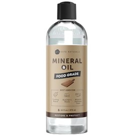 Kate Naturals Mineral Oil for Wood Cutting Board, Butcher Block, and Knife. Food Grade Mineral Oil for Wooden Cutting Board & Utensils (16oz, Food Safe)
