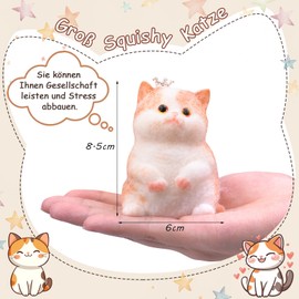 Mwmoeen Large Squishy Cat, Handmade Cat Taba Squishy for Stress Relief, Cute Soft Cat Fidget Toy for Adults