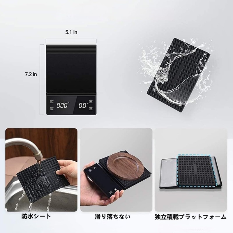 Gywjioy Coffee Scale with Timer, 3kg/0.1g High Accuracy, Drip Espresso