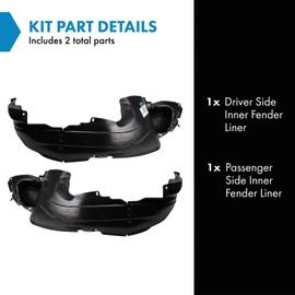 TRQ TRQ Inner Fender Liner Set Compatible with 2007-2009 Hyundai Santa Fe HY1250114 HY1251114