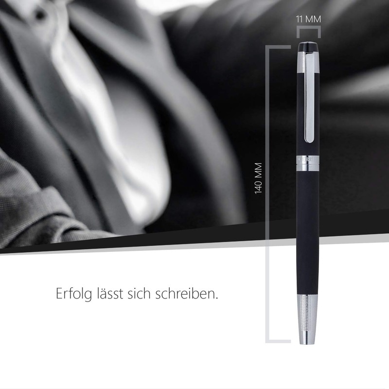 Cerruti 1881 "THAMES" Rollerball Pen Black | Stainless Steel Writing
