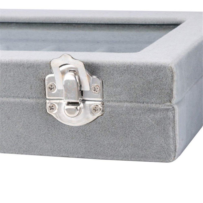 SPIEA 24 Compartments Accessory Box, Velvet-like Jewelry Case, Ear Ornaments,