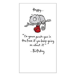 Leon the Chameleon Birthday Card - With boxing glove