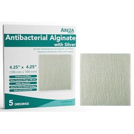 Areza Medical - Alginato con Plata (Apósito Antibacteriano de Alginato con Plata) - 10.8 x 10.8 cm - 5 por Caja
