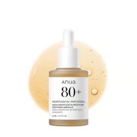 Anua Heartleaf 80 Soothing Ampoule, Hydration Facial Serum for Glass Skin, Panthenol, Hyaluronic Acid, Non-Greasy, Gentle Formula, Lightweight Essence, Vegan, Korean Skin Care, 30ml/1.01 fl.oz