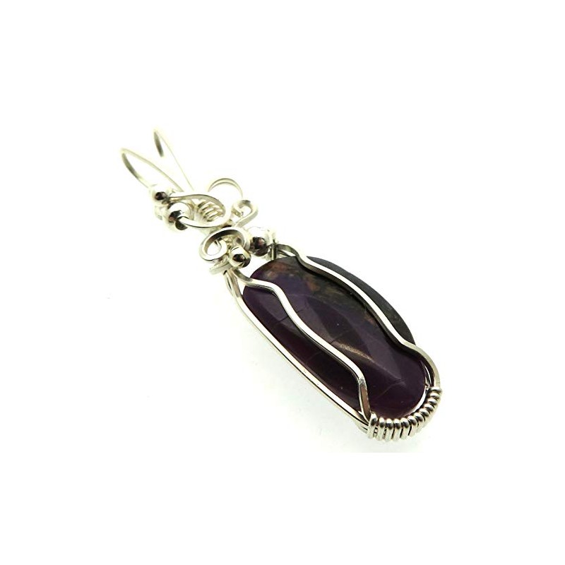 Sugilite Gemstone Sterling Silver Wire Wrapped Pendant 17