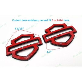 Custom 2Pcs Set Gloss Red Black Double Layer Harley CVO Custom Tank Emblems Badges