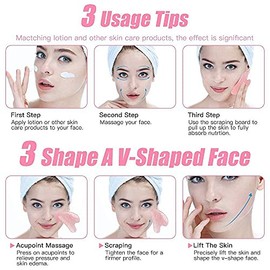 Gua Sha - Herramienta masajeadora de jade de pinzón rosado, herramienta de masaje de raspado de guasha, rodillo de jade para cara, ojos, cuello, cuerp