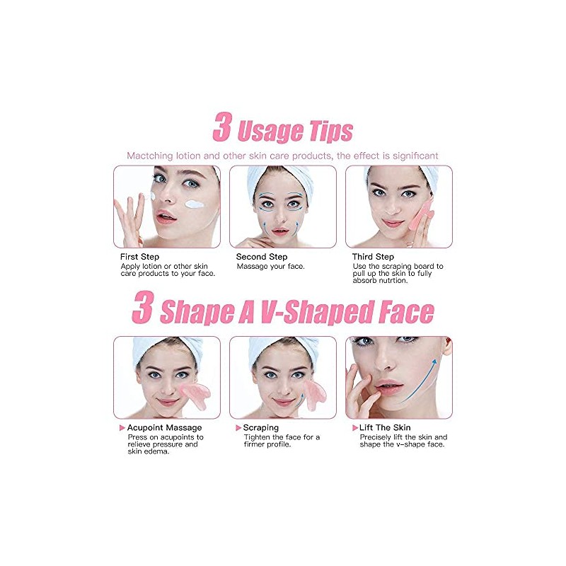 Gua Sha - Herramienta masajeadora de jade de pinzón rosado,