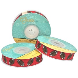 Elastic By The Yard Football on Red 5/8" Fold Over Elastic - 5 Yards