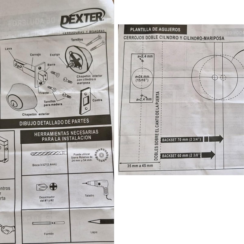 dexter Cerrojo llave llave niquel (laton brillante)