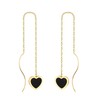 Cute Tassel Threader Drop Dangle Earrings with Black Heart for