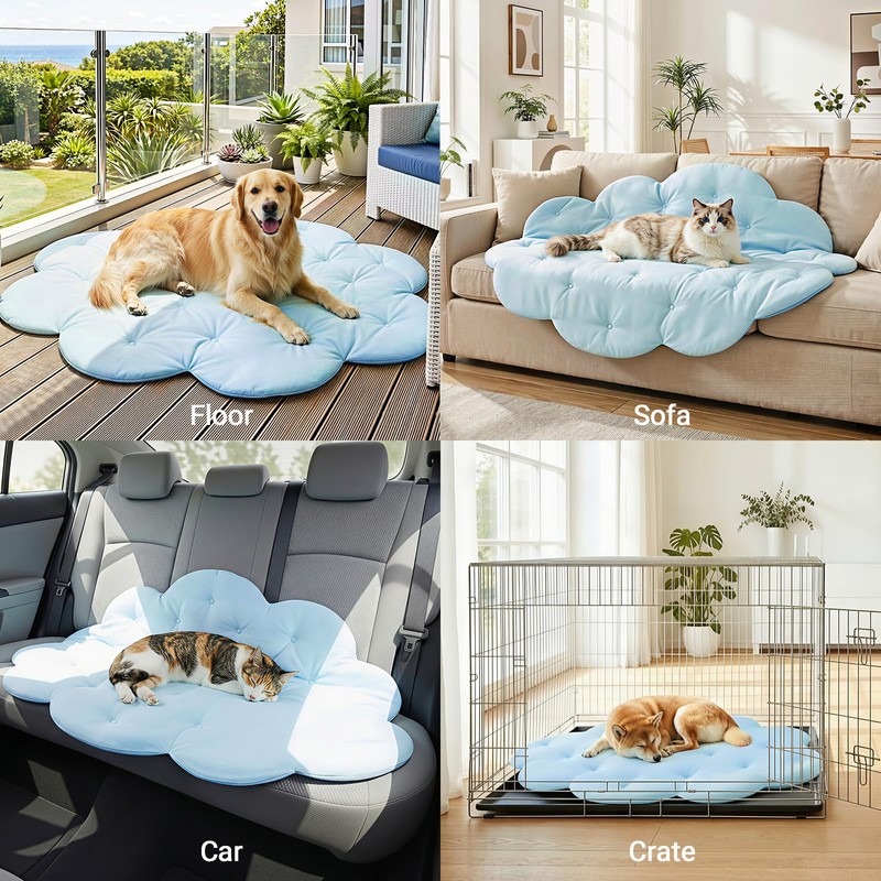 Tivray Q-Max>0.5 Dog Cooling Mat (Cool&Warm), 47''×35'', L, Cloud Sky