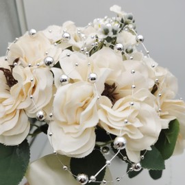 GraceAngie 100 Feet Artificial Pearl Beads Garland Chain Plastic Pearl Strands Chain Pearl String for Christmas Wedding Party Decoration Party Supplies (Silver)