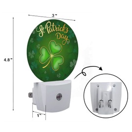 Axayaz St Patrick's Day Shamrock Plug in Night Light Green Lucky Leaf Auto LED Lamp Energy Saving Round Lights for Boys Girls Men Women