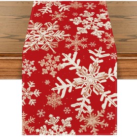 Hello Winter Christmas Table Runner Xmas Tree Buffalo Plaid Snowflakes Winter Home Kitchen Table Party Decoration 13x72 Inch -C 13x72 inch