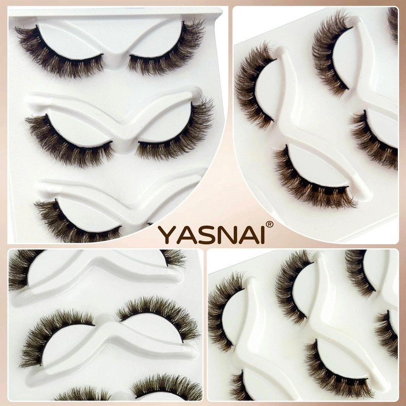 Brown Lashes Strips False Eyelashes D-Curl 12mm Short Fluffy Cat