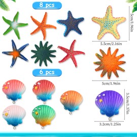 Pack of 14 Starfish Underwater for Children, Rubber Sea Animals, Starfish Pool Toy, Sea Animals and Starfish Shells, Swimming Pool Underwater Pool Toys for Adults Girls Boys