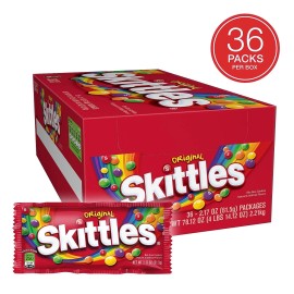 SKITTLES Original Summer Chewy Candy Packs, 36 Ct Bulk Candy Box