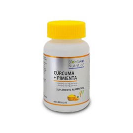 BioMaker Nutrition – Cápsulas de Cúrcuma y Pimienta Negra | 500 mg de Cúrcuma + 100 mg de Pimienta Negra por porción | 60 Cápsulas (30 porciones) | Suplemento Antioxidante y Antiinflamatorio | Frasco Blanco con Tapa de Seguridad