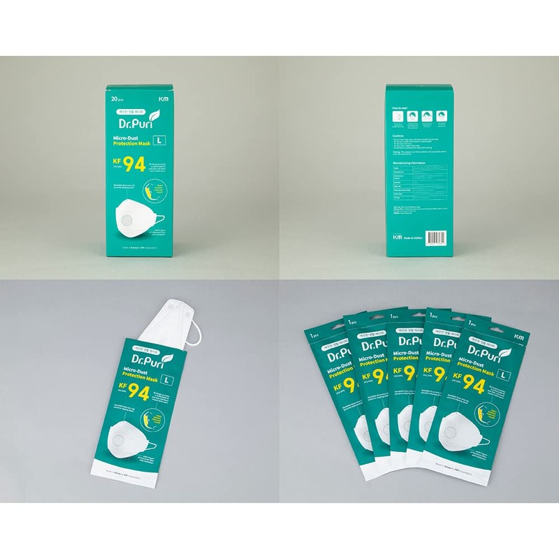 Azuwan KF94 Splash Protection Mask, Diamond-Shaped, 4-Layer Filter, 20 Bags,