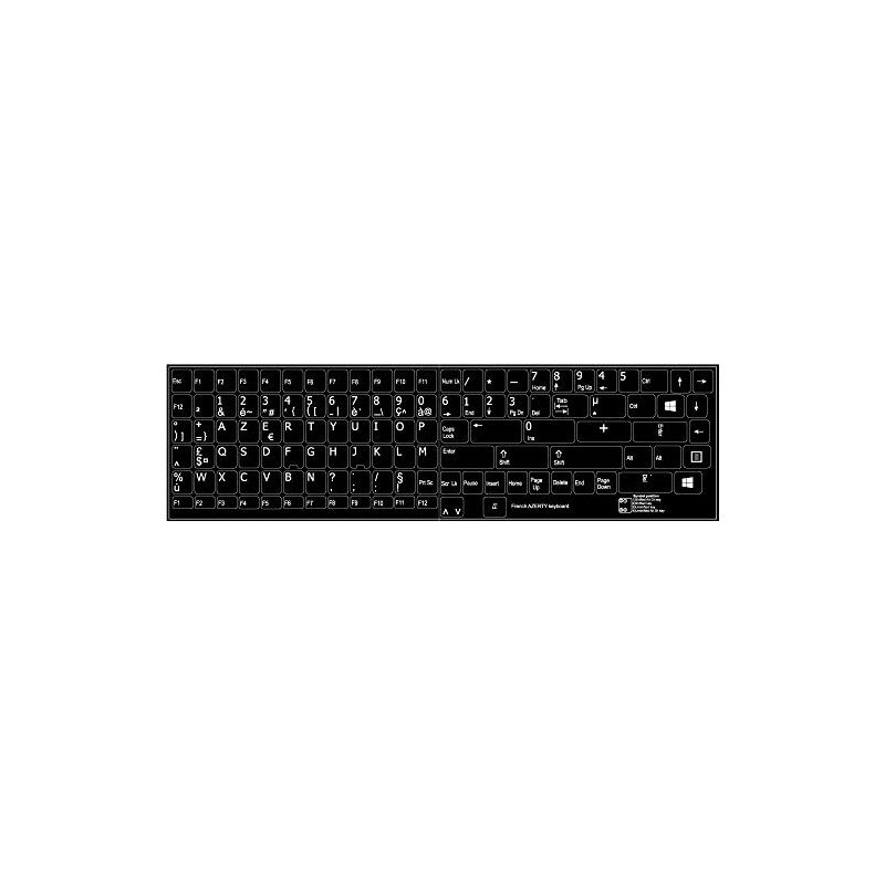 REPLACEMENT FRENCH AZERTY KEYBOARD STICKERS BLACK BACKGROUND