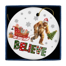 Funny Believe Ceramic Ornament Gifts Christmas Ornaments Big Foot Sasquatch Gifts