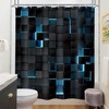 Riyidecor Black Blue Shower Curtain 60Wx72H Inch Abstract Navy Brick