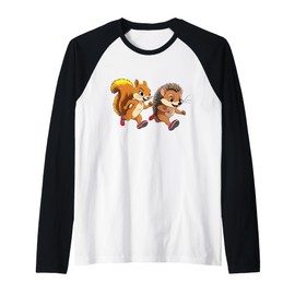 The Runners. Hedgehog and squirrel Race, Raglan Baseball Tee