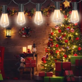 CHYParty 25 Pack ST38 LED Replacement Bulbs, Shatterproof 1W (Equivalent to 5W Incandescent), E12 Base, Clear Plastic, Warm White for Outdoor String Lights & Patio Lighting