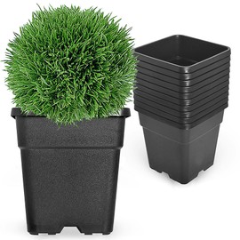 RainMan S 10-Pack Square Planter 3 Gallon Nursery Pots, Injection Molded Plastic Gardening Pots for Indoor Outdoor, Black
