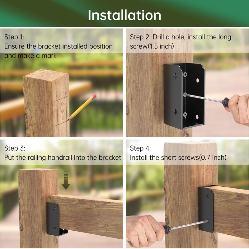 IRENPORU 4PCS 2”x 4” Stainless Steel Deck Railing Brackets Connectors,