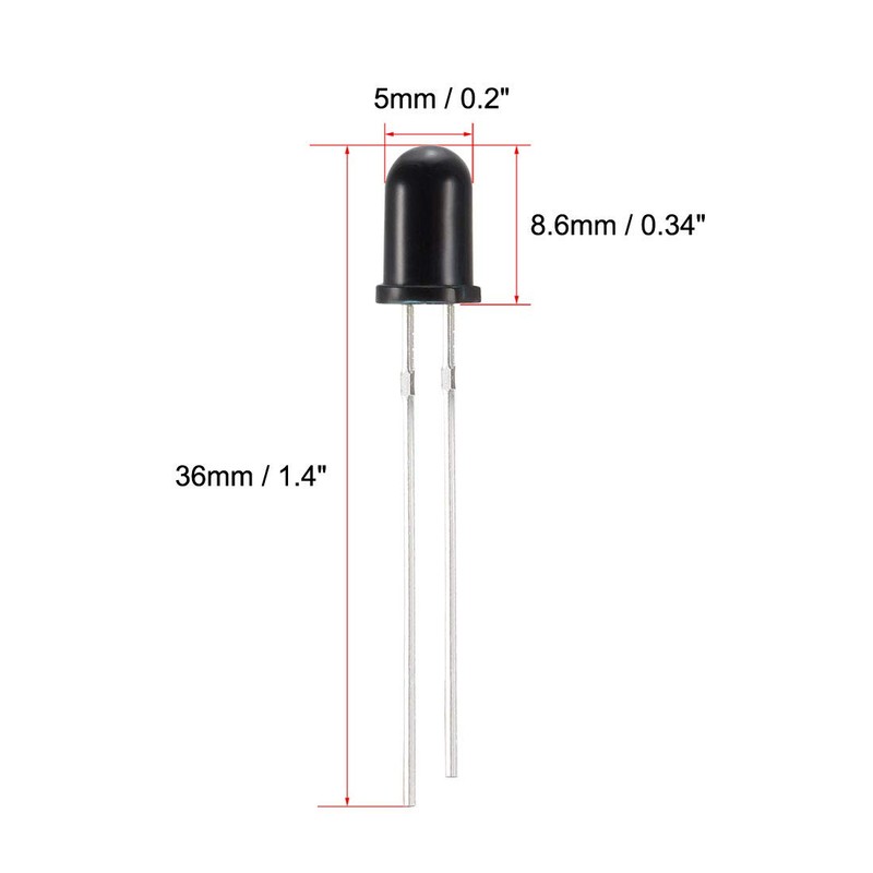 uxcell 20pcs Photosensitive Diode Photodiodes Light Sensitive Sensors,5mm Black Round