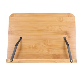 Bamboo Book Stand Foldable Wooden Cookbook Holder with 5 Angle Adjustable for Tablet Textbook Music Document