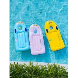 Thick Material Lightweight Folding Portable Children's Inflatable Surfboard with Handle, Floating Board, Size 21.65"x45.28"Summer Beach Surfing Pool Water Sports Auxiliary Learning Swimming (Blue)