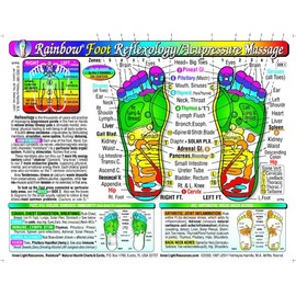 SET 4 CHARTS: REFLEXOLOGY-FOOT & HAND, CHAKRAS, & IRIDOLOGY (EYE Reflexology). in Inner Light Resources RAINBOW® Charts Series. 8.5 x 11 in. (Small Poster/ Large Cards)