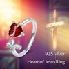 Heart Jesus Ring for Women 925 Sterling Silver Cross Rings