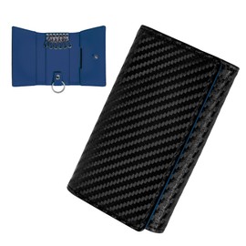 JEANE.LIDYA Men's and Women's, Premium Carbon Leather, 6 Hooks, Smart Key, Waterproof, Small, Thin, Simple, Card Key, Key Case, BLUE